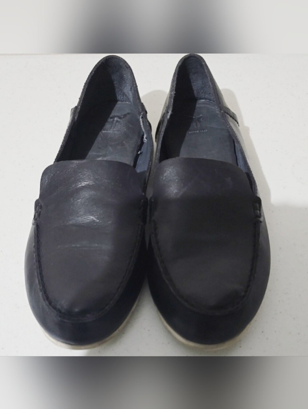 Black Women's Leather Slip-On Loafers